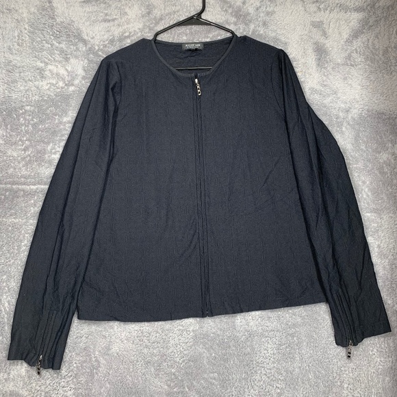 August Max Stretch Black Zip Front Jacket Women’s Size 3 Nylon Spandex - Picture 1 of 7